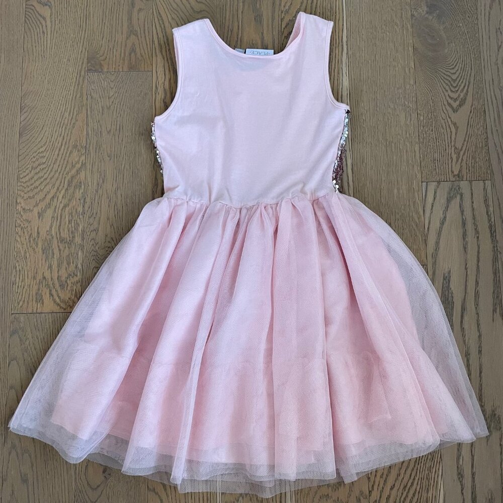 The Children's Place Girls' Pretty flip Sequin Top Tulle Bottom Dress - Picture 3 of 6